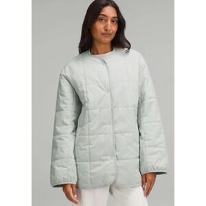 Lululemon Insulated Liner Coat Mid Warmth Quilted Snap Front Green Women Large